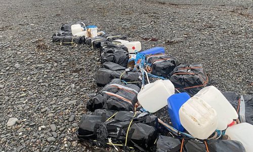 Cocaine galore! Walker discovers £90m of Class A drug in black sacks washed up on a Welsh beach