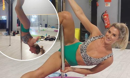 'I would do it every day if I could!' Sarah Jayne Dunn slips into a bra top and high waisted knickers to show off her pole dancing skills after taking up her 'favourite new' hobby