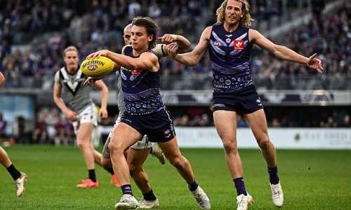 Caleb Serong kicks STUNNING goal of the season contender from the boundary line as Dockers survive mighty scare to win nine-point THRILLER against Port