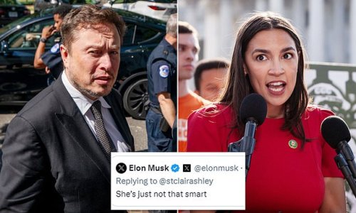 Elon Musk ignites new war of words with AOC after taking to his social media platform X to call firebrand congresswoman 'not that smart'