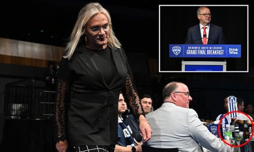 What's wrong with this picture? Big names from sport and politics flock to the AFL grand final breakfast - but one major sponsor WON'T be happy with what's being served up