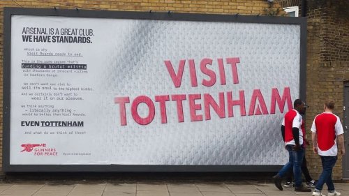 Arsenal fans launch tongue-in-cheek 'Visit Tottenham' campaign in protest of the club's controversial Rwanda partnership