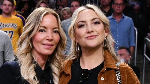 Kate Hudson reunites with her real life Running Point counterpart Jeanie Buss as actress and her family sit courtside at Los Angeles Lakers game after hit Netflix show is renewed for series two