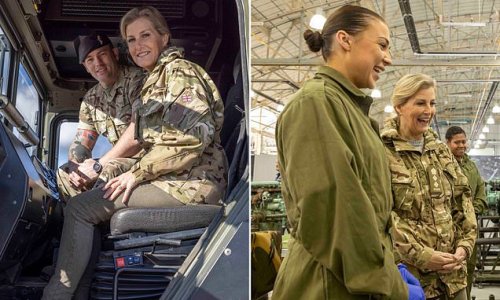 Soldier Sophie! Countess dons her camouflage gear as she makes her first visit to The Royal Electrical & Mechanical Engineers headquarters since becoming Colonel-in-Chief