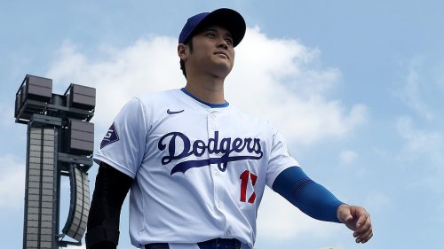 Watch Shohei Ohtani get introduced as a Dodger for the first time by Brian Cranston at Dodger...