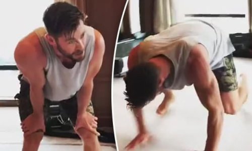 'Try doing this 10 times!' Chris Hemsworth performs an intense workout with no equipment in his hotel room - so could YOU keep up?