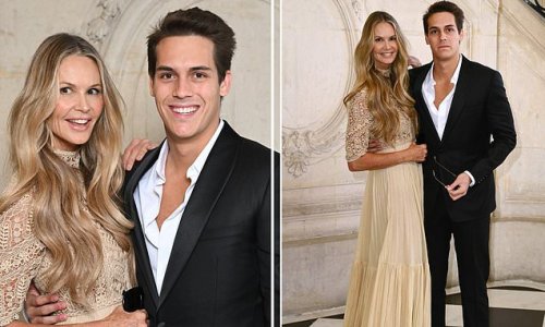 It's in the genes! Elle Macpherson, 58, brings her VERY hunky son Flynn Busson, 24, as her date to the Dior show during Paris Haute Couture Fashion Week