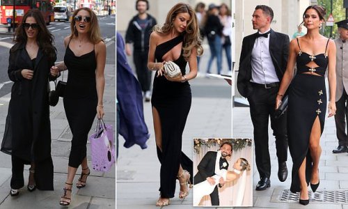 All in... BLACK! Glam Georgia Harrison stuns in a strapped dress as she leads the star-studded guest list adhering to dark-coloured dress code for Olivia Attwood and Bradley Dack’s wedding