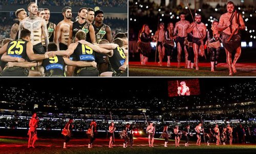 Richmond stars join in with the pre-game War Cry as Tigers players leave the MCG in awe during 'inspirational' moment before beating the Bombers