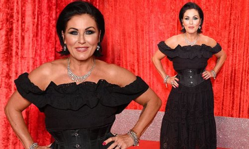 Jessie Wallace Turns Heads In A Stylish Black Lace Dress With Corset Detailing As She Arrives At 