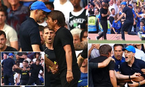 Battle of the Bridge Pt II! Antonio Conte and Thomas Tuchel are both SENT OFF after furious bust-up in London derby... as Spurs and Chelsea bosses clash at full-time when shaking hands, having celebrated wildly in front of each other
