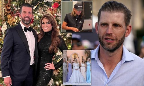 Eric Trump says he 'thinks the world' of Don Jr.'s fiancée Kimberly Guilfoyle - amid rumors the family does not like her and Ivanka delivers a second snub by not attending their holiday party