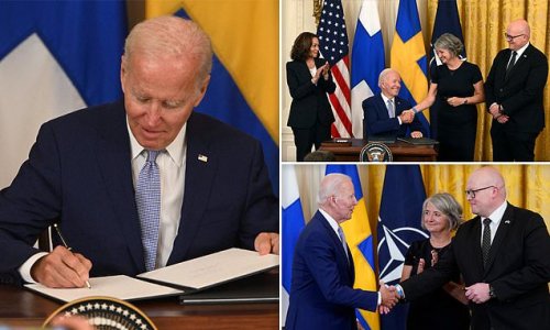 Biden signs protocol allowing Finland and Sweden to join NATO and says Putin 'wanted the Finlandization of NATO, but instead he got the NATO-ization of Finland and Sweden'