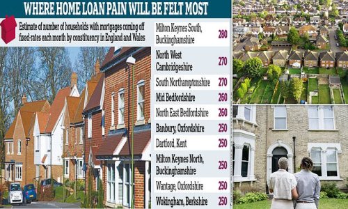Commuter belt homeowners hardest hit by rate rises: Essex, Berkshire and Cambridgeshire among the areas with most fixed mortgages ending