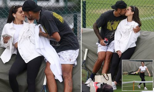 Get a room! Nick Kyrgios packs on the PDA with girlfriend Costeen Hatzi as they passionately kiss during his training session at Wimbledon