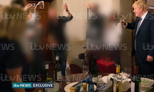 Boris's boozy Partygate pictures: First image surfaces of PM with drink in hand at bash that resulted in police fines - as No10 admits it DID ask Sue Gray for 'secret' meeting with Boris ahead of crunch report this week