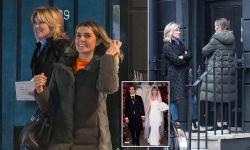 Anthea Turner takes Grant Bovey's daughter for a bridal fitting
