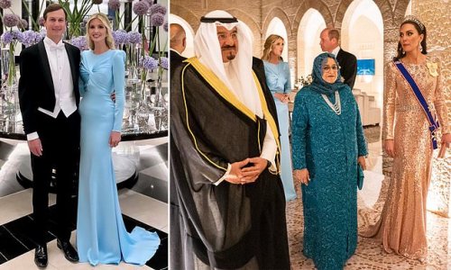 Ivanka Trump is seen chatting with Prince William at wedding of Crown Prince Hussein of Jordan and his new wife Rajwa - as former first daughter joins the likes of Jill Biden and world's royals at the glittering event