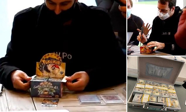 The moment a YouTuber opens a $375k box 'of first edition Pokemon cards' - and finds out that it's full of FAKES in mega-deal that was streamed live on the internet