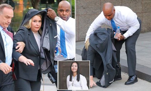 EXCLUSIVE: Newly minted Virginia Giuffre stumbles outside NYC court as she's sued for $10M by Rina Oh for publicly naming her as recruiter for Jeffrey Epstein