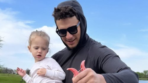 Patrick Mahomes makes a catch! Chiefs star shows off HUGE catfish in hilarious picture shared by...