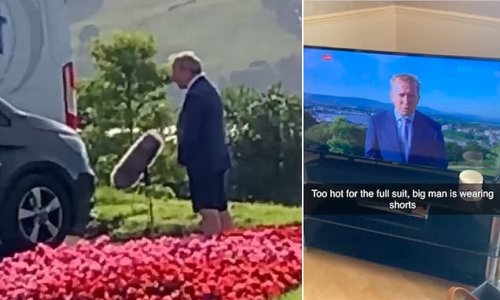 You're not on Zoom now! Moment BBC Northern Ireland political editor is caught wearing shorts as he reports live in heatwave