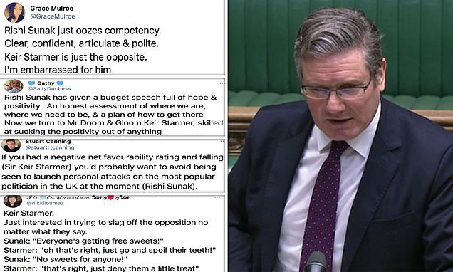 Keir Starmer is mocked on social media for 'limp' takedown of Rishi Sunak's spending plan after telling Chancellor: 'I'm sure this will look better on Instagram'