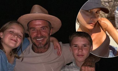 David Beckham enjoys some quality time with daughter Harper, eight, and son Cruz, 14, in Italy