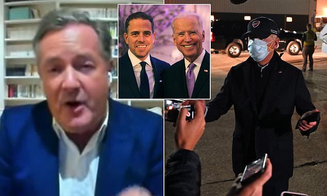 Piers Morgan slams Joe Biden's 'tantrums' and lack of denial over son Hunter's emails during Tucker Carlson interview as he blasts 'big tech' and mainstream media for trying to cover up the scandal