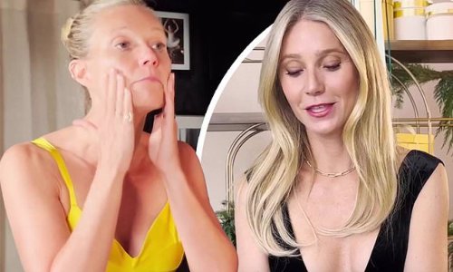 Gwyneth Paltrow puts her assets on display in yellow bra and plunging dress as she demonstrates skincare product in Goop promotion
