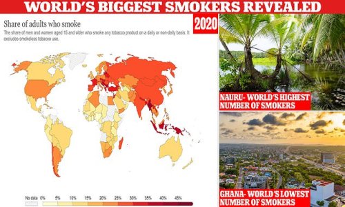 World's biggest smokers REVEALED: Interactive map shows how almost half of adults on one Pacific island still light up every day... but rate is below 5% in parts of Africa