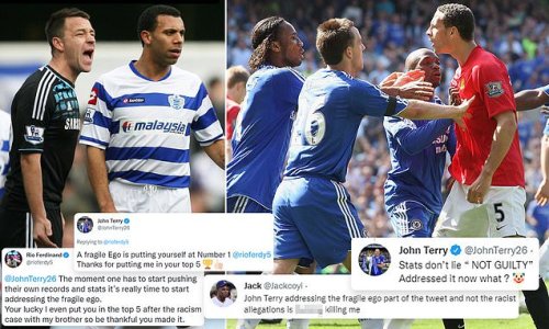 'Stats don't lie. NOT GUILTY': John Terry refuses to back down in his row with Rio Ferdinand, calling a fan a 'clown' over his racism case and 'liking' tweet telling his 'not good enough' ex-team-mate to 'pipe down'