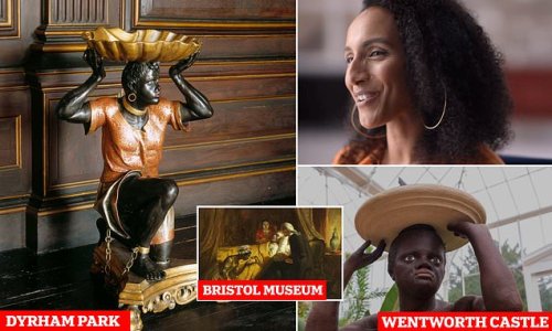 How Harry and Meghan's Netflix series suggests 'racist imagery' is on show at Buckingham Palace... when slave statue is at Wentworth Castle while George IV portrait hangs in York