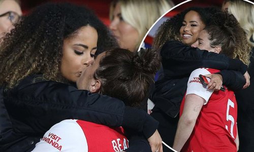 Love Island's Amber Gill gives footballer girlfriend Jen Beattie a kiss ...