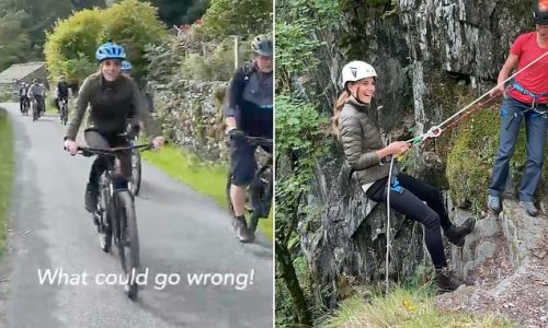 Kate Middleton says 'what could go wrong' as she tries mountain biking