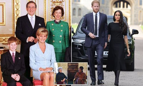 Prince Harry says he 'loves' Susan Hussey and Meghan thinks she's 'great' despite race row - yet aide previously 'said their marriage would end in tears' for the royals and was 'rejected' as a mentor for the Duchess
