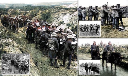 Horror of the trenches during the Battle of the Somme is brought to life: Colourised images reveal the grim reality of World War One's bloodiest conflict ahead of the 106th anniversary