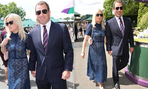 Love match! Queen's grandson Peter Phillips puts on a cosy display with oil heiress girlfriend Lindsay Wallace as they walk hand-in-hand at Wimbledon