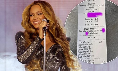 You be sayin' naan naan naan naan naan! Beyoncé's crew orders an Indian takeaway backstage in Sunderland - just days after spending almost £2,000 on Nando's chicken during UK leg of Renaissance tour