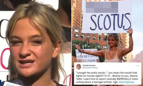 Claudia Conway, 17, says she won't be celebrating July 4 because 'we are not free' and tears into reporter who said she had a 'potty mouth' after leading pro-abortion protest