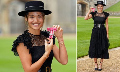 'I feel extremely grateful': Emma Raducanu receives an MBE for services to tennis from King Charles after making history with US Open win