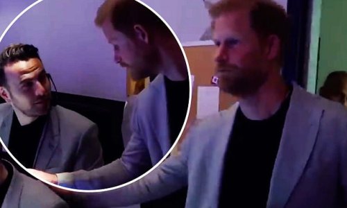 Royally surprised! James Corden shares behind the scenes video of Prince Harry dropping by to watch the final episode of the Late Late Show being filmed