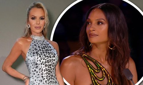 Amanda Holden puts on a leggy display in a sparkly silver minidress as she joins a glamorous Alesha Dixon for Britain's Got Talent semi-final