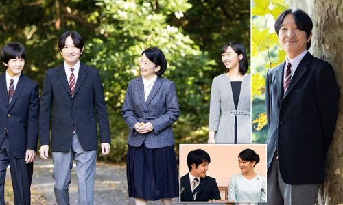 Crown Prince Akishino of Japan marks his 57th birthday with new official family photos - WITHOUT Princess Mako who's moved to New York with commoner husband
