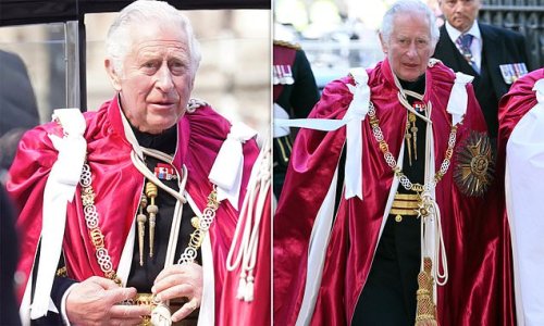 Prince Charles dons ceremonial robes and medals to attend the Order of the Bath service at Westminster Abbey