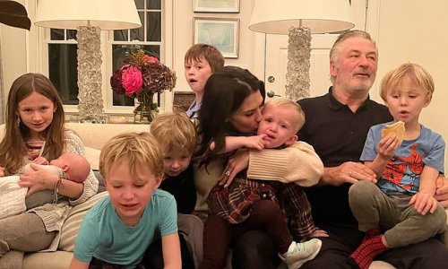 Alec Baldwin and wife Hilaria share a snap including all seven of their kids as they mark Thanksgiving by sharing 'gratitude' for their family