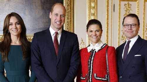 Kate Middleton and Prince William are all smiles as they welcome the future Queen and King of Sweden...