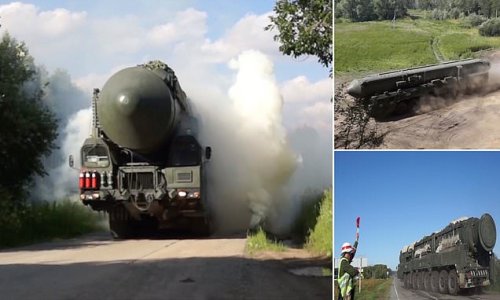 Putin stages nuclear drills with intercontinental missiles capable of hitting Britain after former president warned crisis could lead to 'the end of mankind'