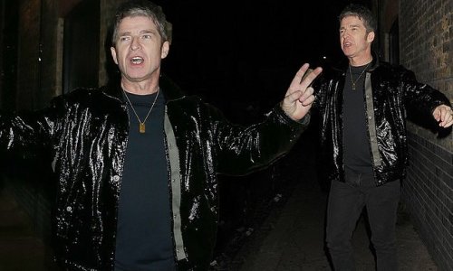 Noel Gallagher dons stylish vinyl jacket and appears in good spirits as he leaves swanky nightspot Chiltern Firehouse