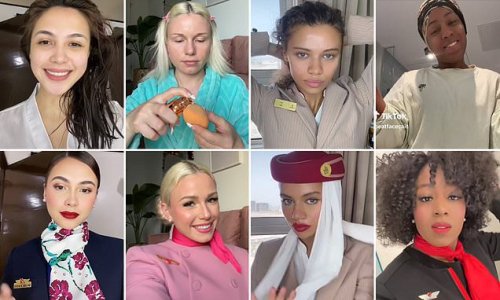 Looking fly! Flight attendants reveal how they totally TRANSFORM themselves ahead of takeoff - going from bare-faced to ULTRA-glam in a matter of minutes
